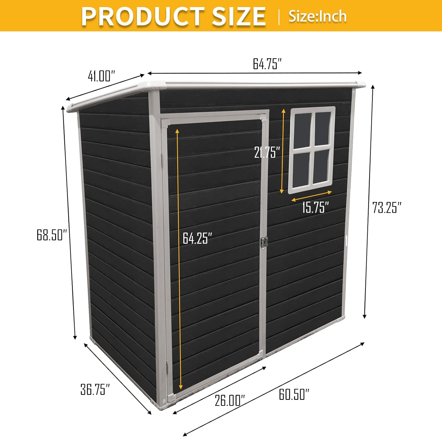 JT 5 x 3 FT Resin Outdoor Shed, Waterproof Storage Shed with Floor, Lockable Door, and Window, Garden Sheds for Backyard, Lawn, Tools (Black)