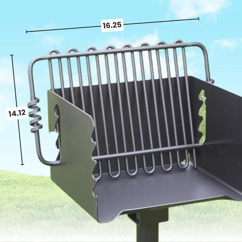 Pilot Rock CBP-135 Charcoal Grill, Park Style Outdoor BBQ Camping Grill with Swivel