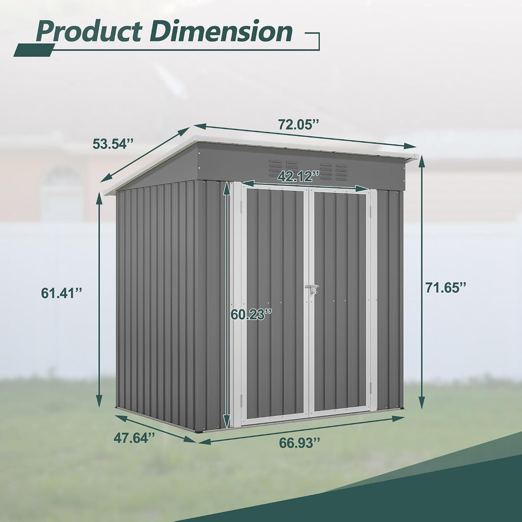 Ball & Cast 6x4FT Storage Shed with Lockable Door,Heavy Duty Outdoor Metal Sheds with Punched Vent, Waterproof Tool Sheds for Garden,Backyard,Lawn,Easy to Assemble,Gray