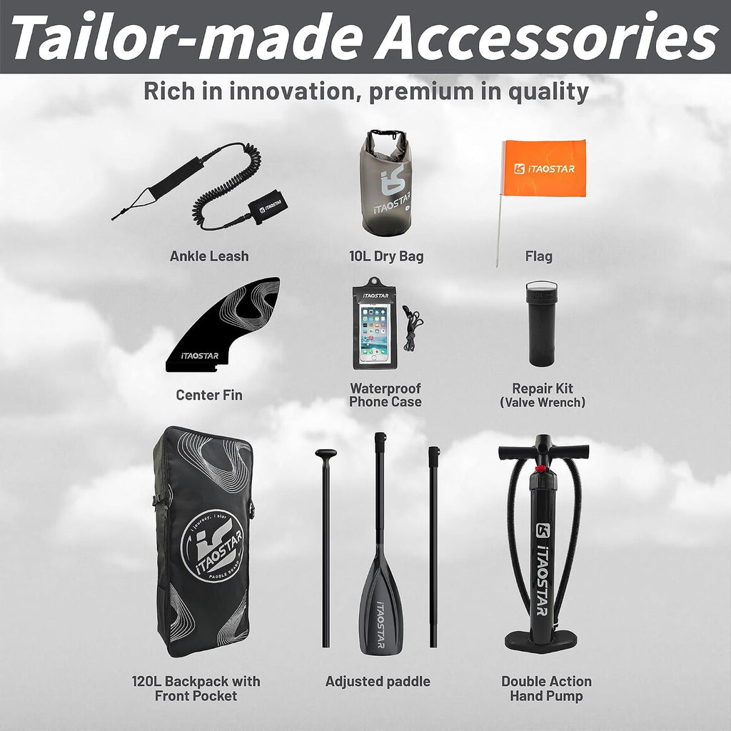 iTAOSTAR Lead 12' × 35' / 11' × 33' Stand Up Paddle Board Inflatable, Extar Wide SUP Board with 5 Fins Stable Design for Adults, Youth, All Skill Levels, Lakes, Oceans
