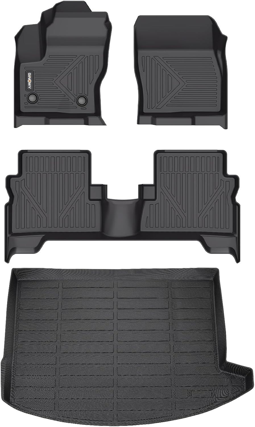 GINOWY- Floor Mats & Cargo Liner for Ford Escape 2013-2019丨TPE All Weather Car Floor Mats for Ford Escape | Custom Fit Rubber Liners Escape Accessories Trunk Mat Trunk Liner Cargo Mat