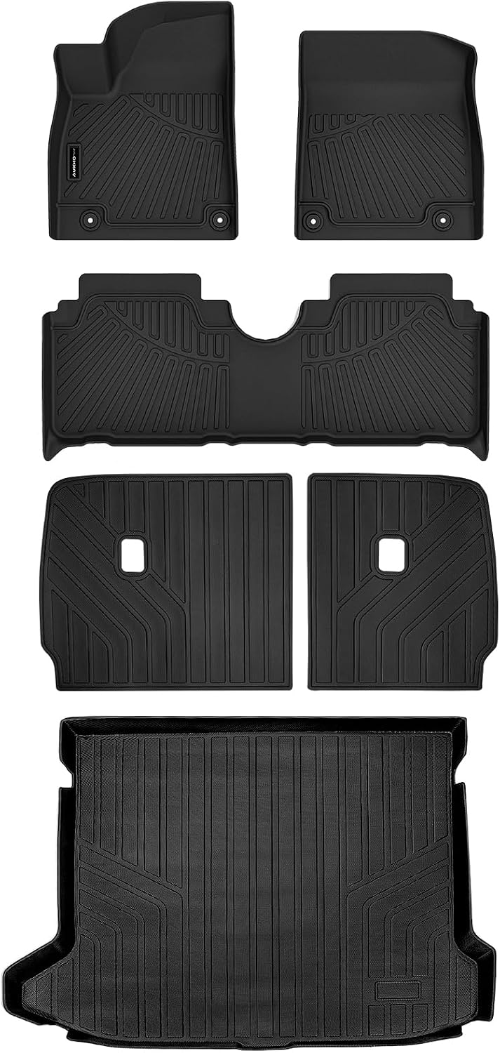 Auxko All Weather Floor Mats Cargo Mat with Backrest Mat for 2025 2026 Hyundai Ioniq 5 N TPE Liners Accessories Guard Odorless Anti-Slip Floor Liners & Trunk Liner & Back Seat Protectors