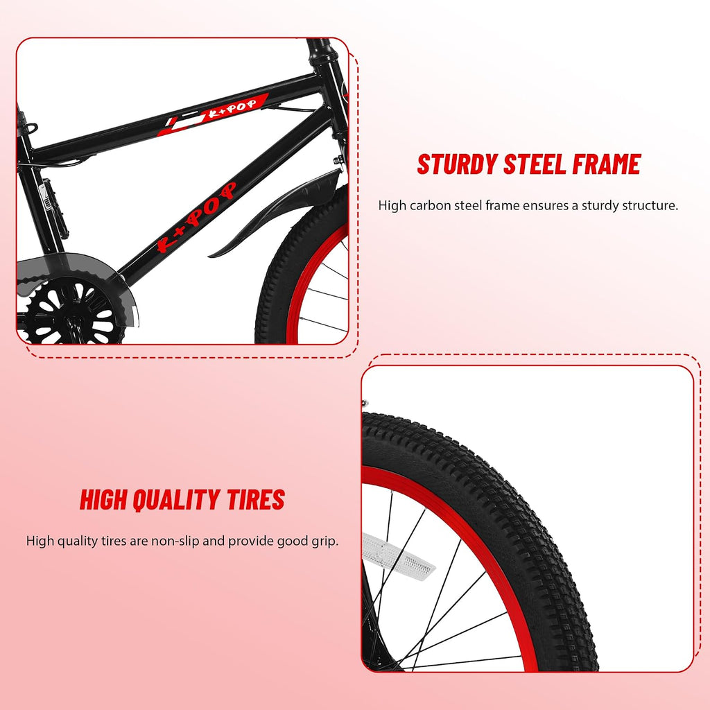 20 Inch Kids Bike BMX Style Boys Bike Ages 7-12, Lightweight Kids' Bicycles with Adjustable Seat, Boys Bikes 20 Inch Bicycle, Front and Rear Brakes