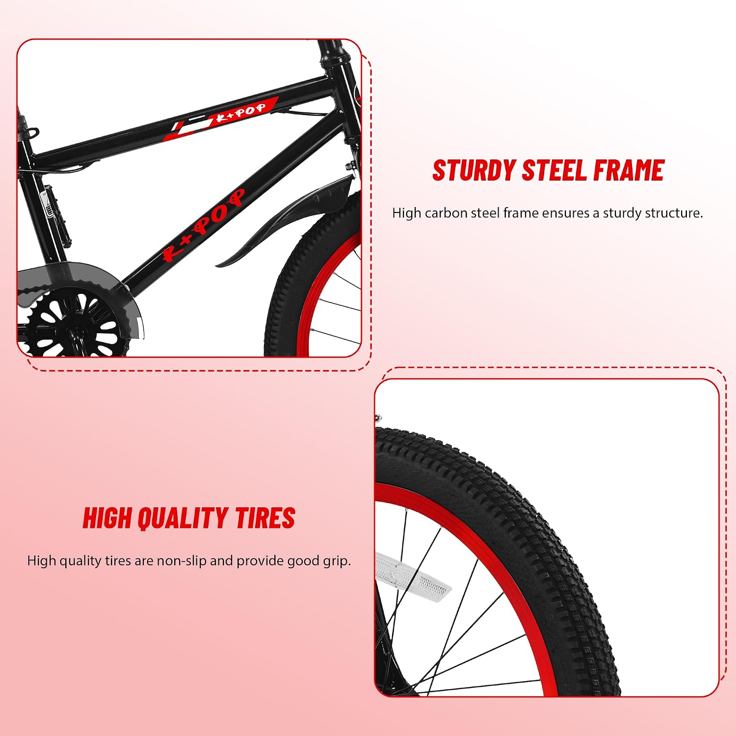 20 Inch Kids Bike BMX Style Boys Bike Ages 7-12, Lightweight Kids' Bicycles with Adjustable Seat, Boys Bikes 20 Inch Bicycle, Front and Rear Brakes