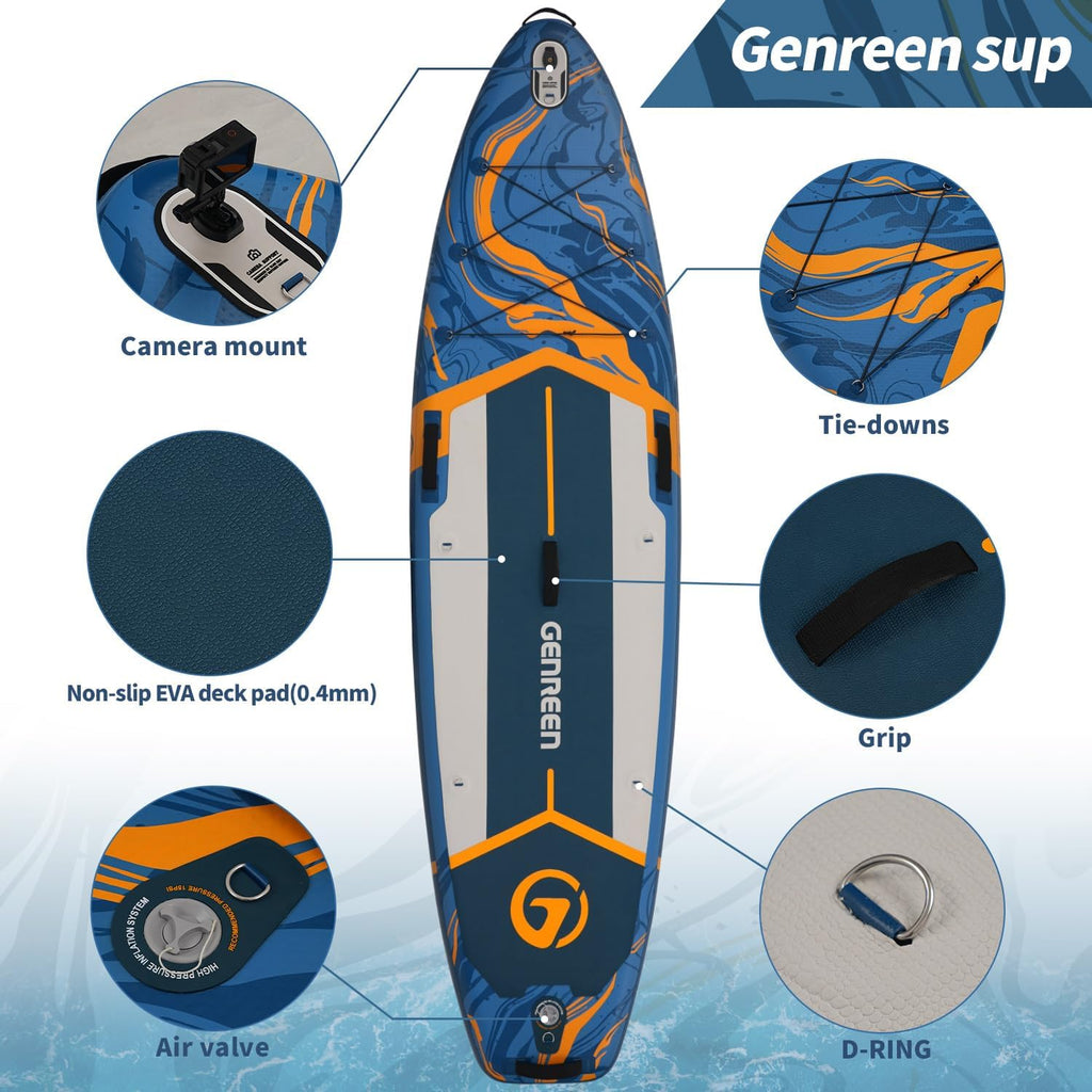 Paddle Board Stand up Paddle Board (Extra Large 11'*33/34') Newly Improved 2 Side Layers 450LBS Quality Inspection×5 (All-Season for JP customers) paddleboards Fishing Family Pet Friendly