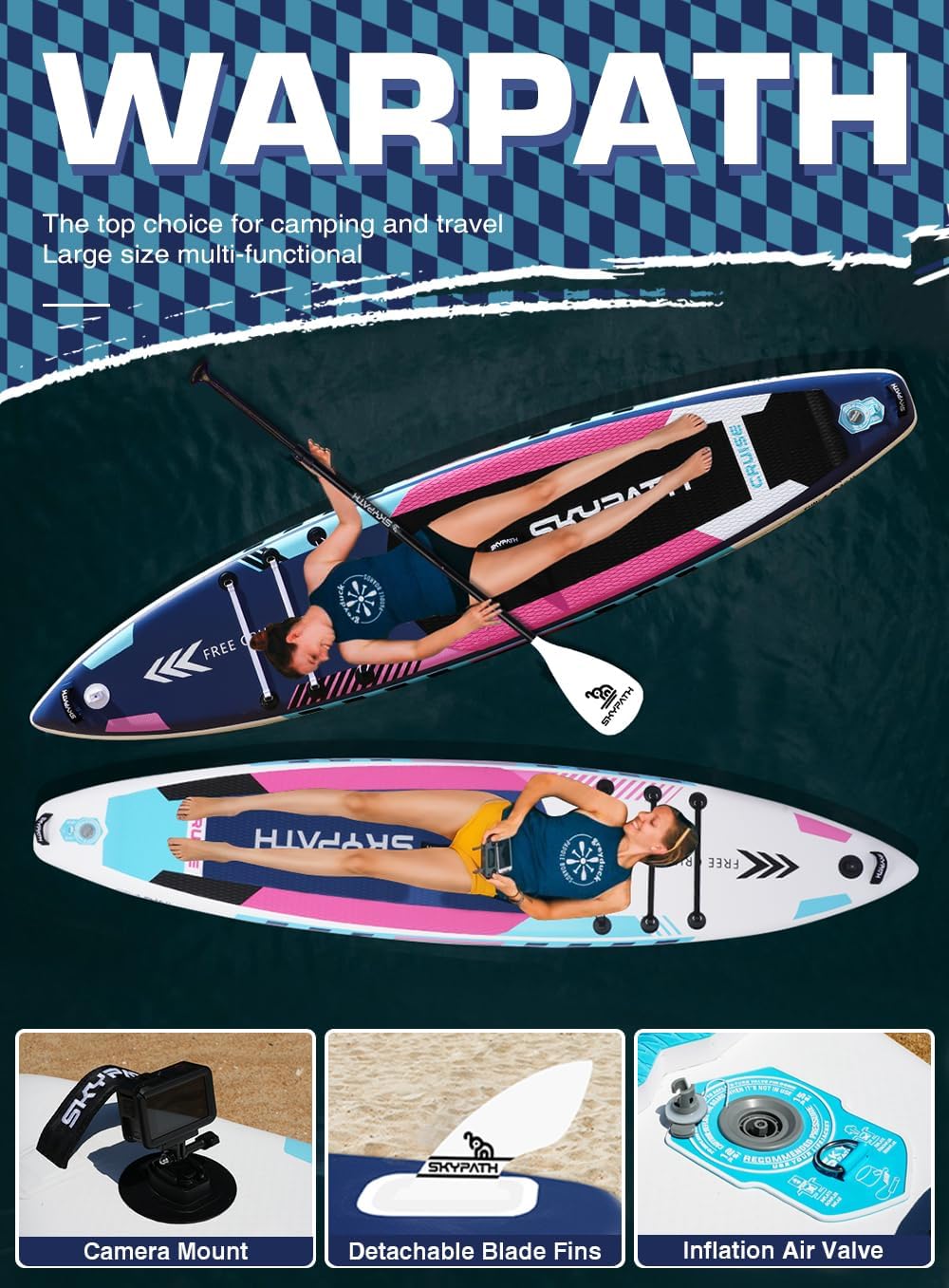 Inflatable Stand Up Paddle Board,10'6''*32''/11'*34'' Ultra-Light SUP Board,Blow Up Paddle Board, Wide Stable Family Board for Youth & Adults of All Skill Levels with Full Set of SUP Board Accessories