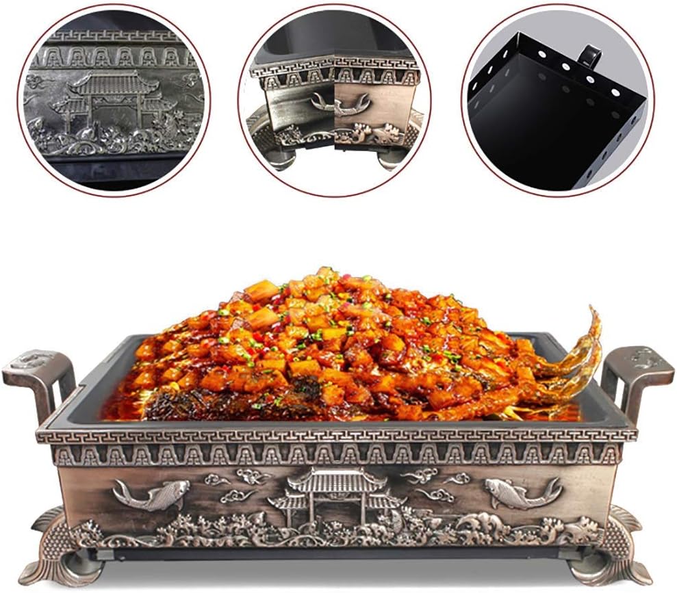 BBQ Barbeque Barbecue Grill,Korean Smoke-Free Alcohol Charcoal Grill,BBQ,Antique Copper Fish Grill,Maifan Stone Non-Stick Coating (Color : B)
