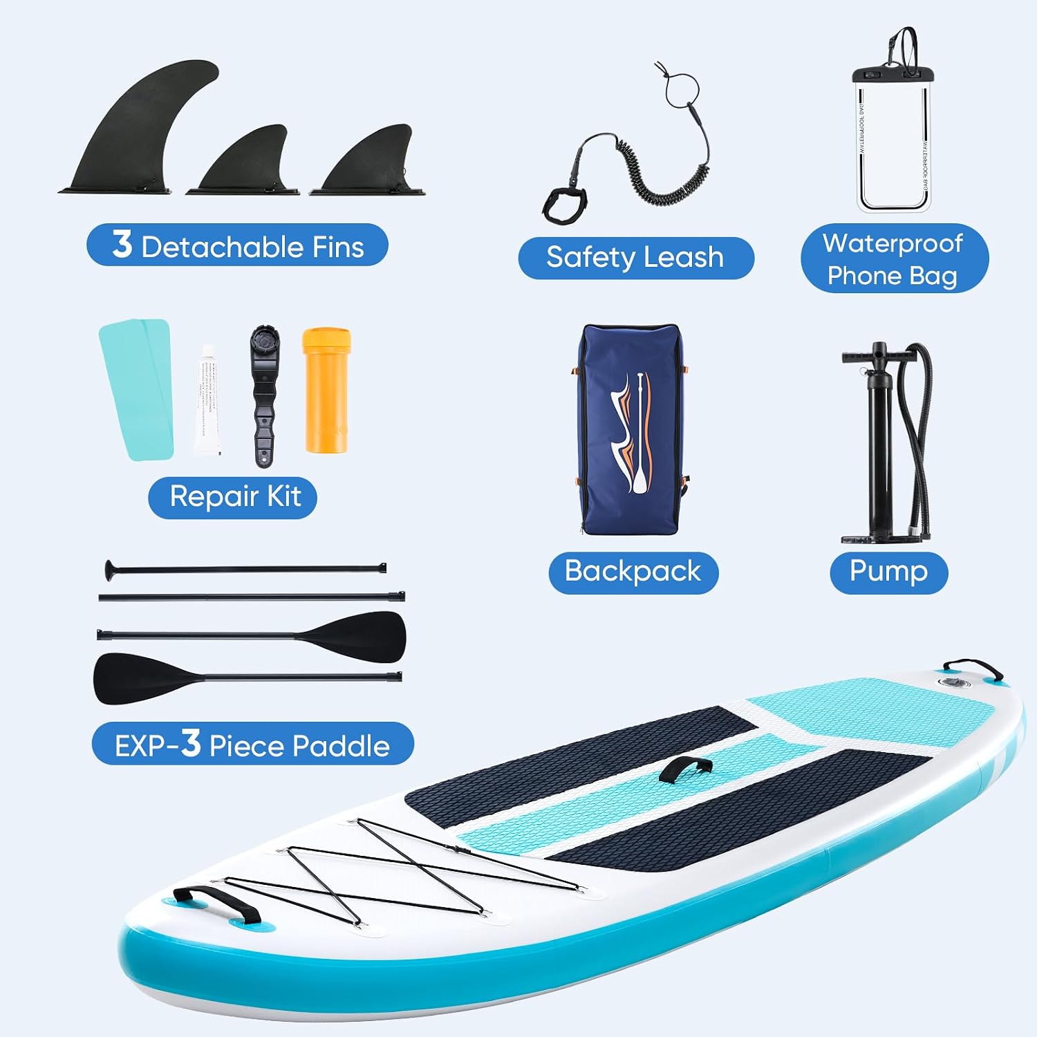 Sweetcrispy Inflatable Stand Up Paddle Board with Premium SUP Paddleboard Accessories,2-in-1 Paddle,Wide Stable Design,Non-Slip Comfort Deck for Adults & Youth of All Skill Levels