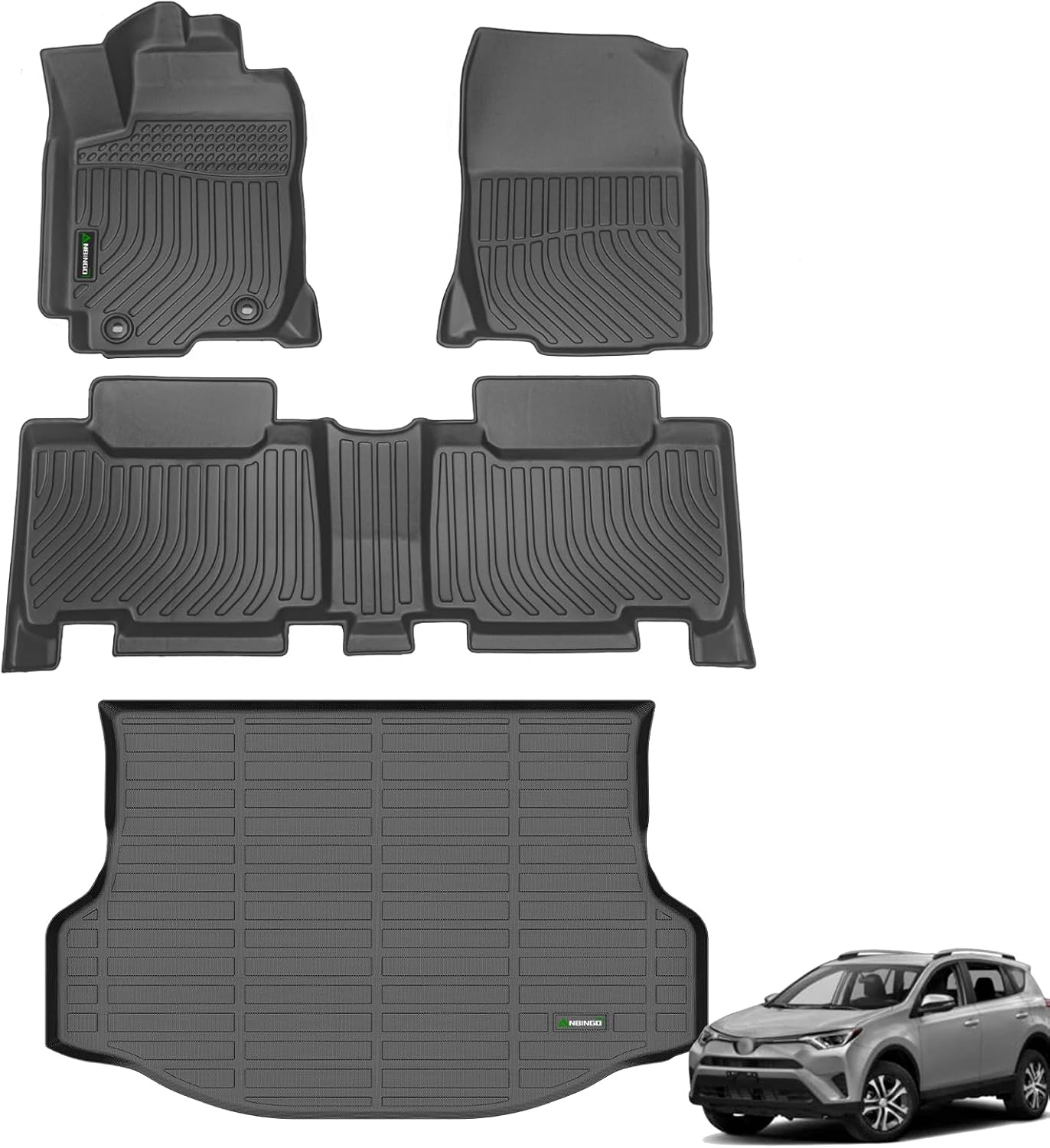 ANBINGO® Floor Mats & Cargo Liner for Toyota RAV4 2013-2018 (Not for Hybrid or Prime) Custom Fit LE/SE/XLE/Limited/Platinum/Adventure, AWD&FWD Full Set Accessories - Black