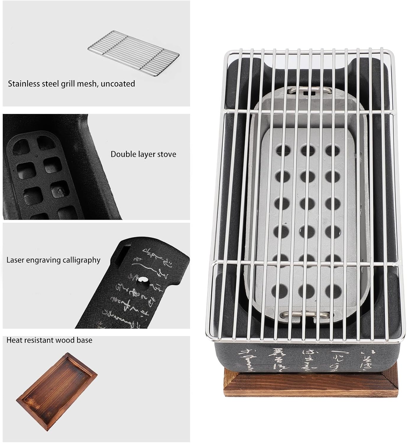 Japanese BBQ Grill Stove, Portable Aluminum Alloy Table Top Grill Charcoal Grill, Multifunctional Use for Barbecue, Rapid & Even Heating, Essential Home Tool (XL)