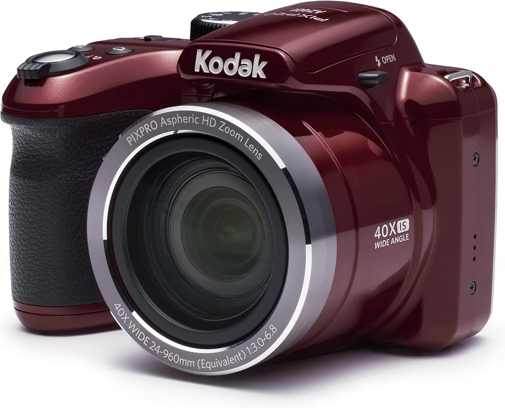 Kodak AZ401RD Point & Shoot Digital Camera with 3in LCD, Red (Renewed)