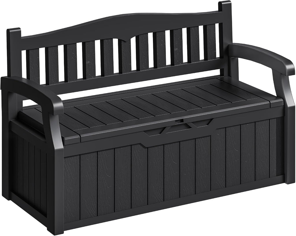 Homall 75 Gallon Outdoor Storage Benches Lockable Deck Box with Waterproof and UV Resistant, Waterproof Storage Box for Patio Furniture, Tools, Cushions (Black)