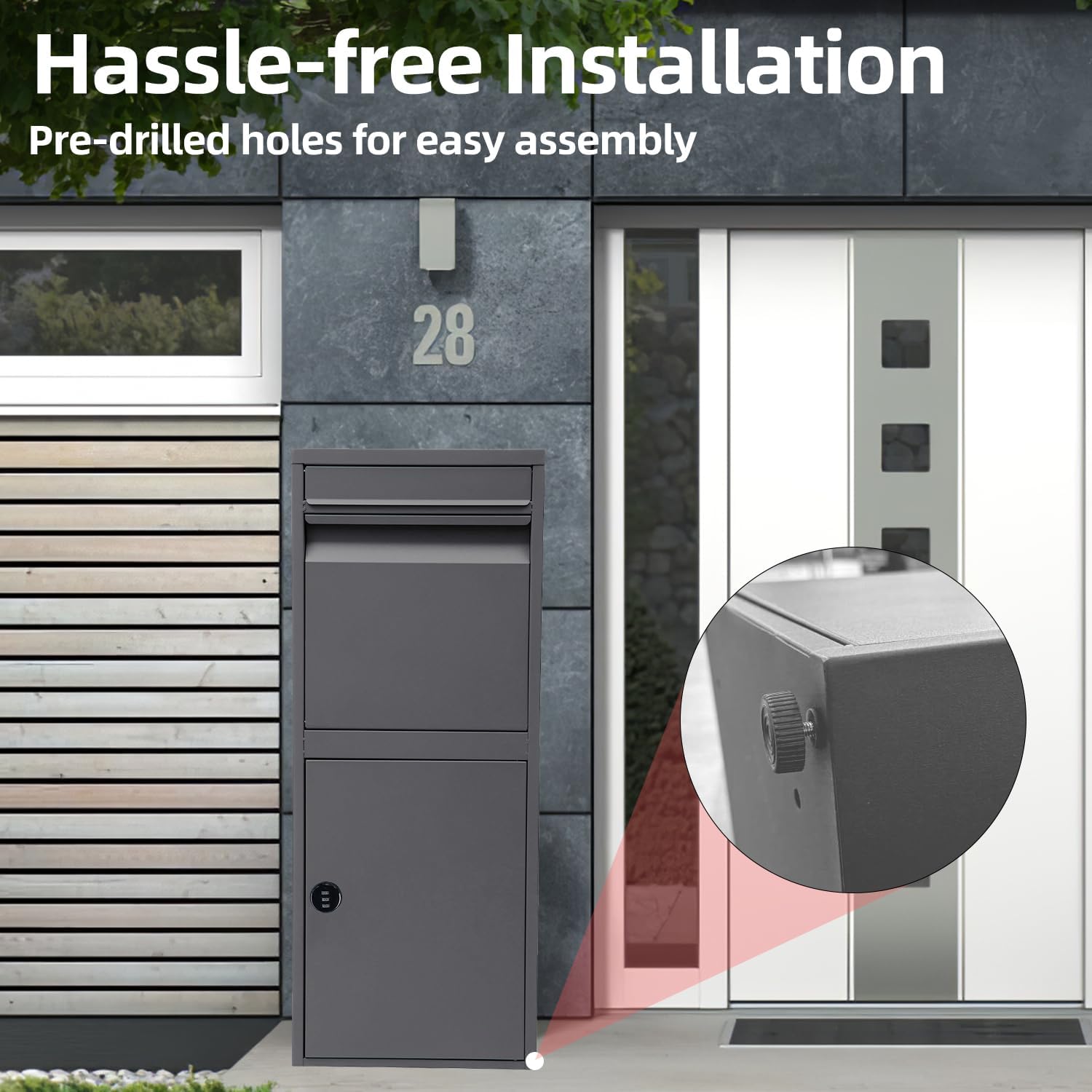 Gray Outdoor Storage Box, Heavy Duty steel Anti Theft Package Delivery Box, Parcel Box with Combination Lock, Suitable for Curbside or Porch Package Drop