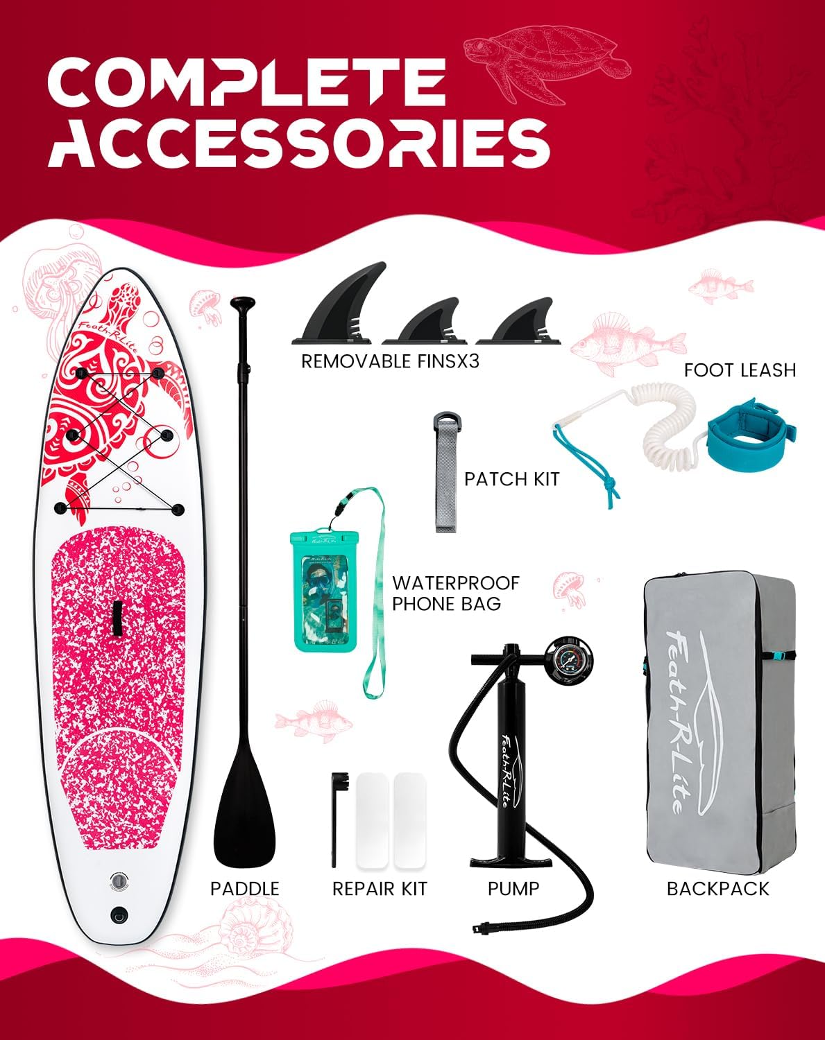FEATH-R-LITE Inflatable Ultra-Light 10'×30''/10'6''×33'' Stand Up Paddle Board for All Skill Levels with Premium SUP Paddleboard Accessories,Non-Slip Comfort Deck for Youth & Adults