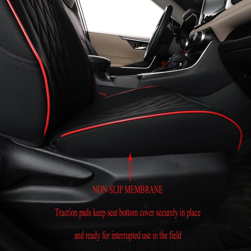 EKR Kona Seat Covers Custom Fit for Hyundai Kona SE 2026,Leather Car Seat Cover Full Set for Trucks SUV -Faux Leather(Black with Red Piping)
