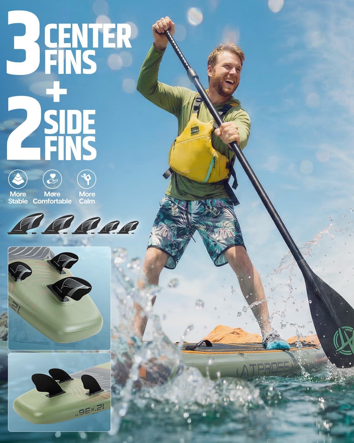 12'x36 Inflatable Paddle Board, 500lbs Extra Wide Stand Up Paddleboard for Adults with Premium SUP Accessories Kit & Backpack, Blow Up Kayak Non-Slip Stable Deck Boat for Yoga Fishing Surf