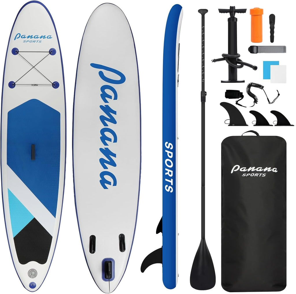 Panana Inflatable Stand Up Paddle Board 10'/10'8''x30''/32''x6'' iSUP Non-Slip Deck Paddleboard for Adults Beginners Youth, with Paddle Pump Fins Leash Backpack