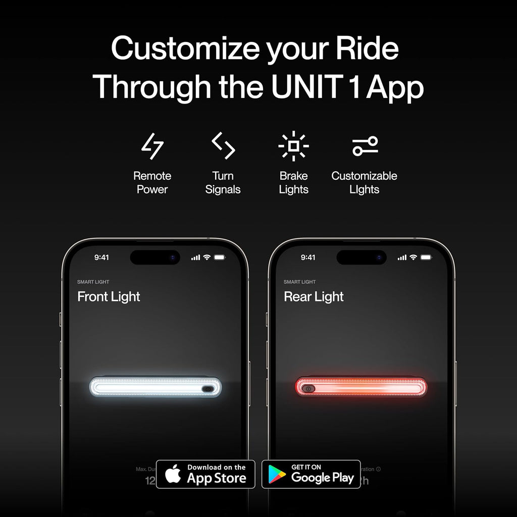 UNIT 1 Smart Light | Wireless LED Turn Signals & Brake Light | USB-C Rechargeable | Magnetic Mount | Nav Remote Compatible | App-Controlled Visibility via iOS & Android