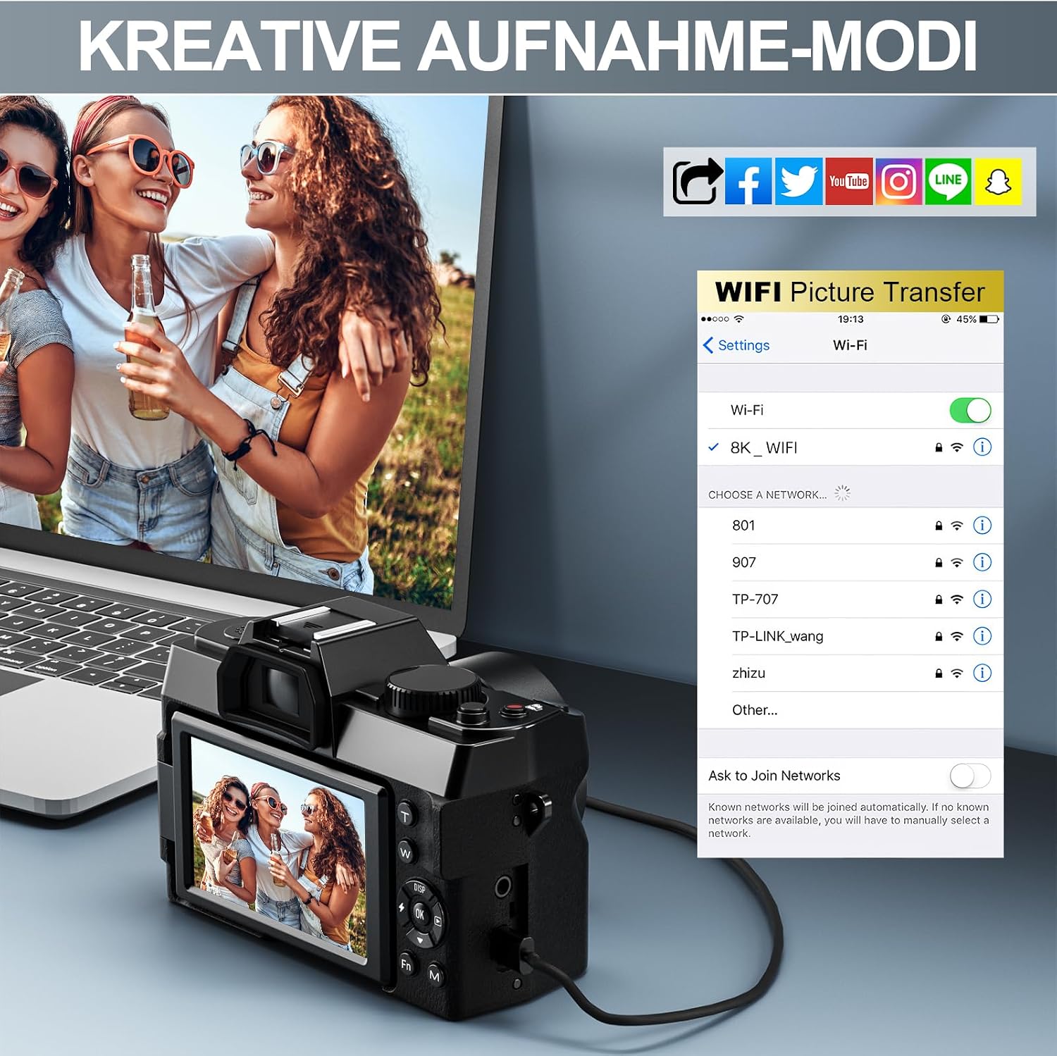 8K Digital Cameras for Photography, 64MP vlogging Camera with 180°Flip Screen，2 Batteries, 64GB TF Card，16X Zoom, WiFi,Microphone, Wide & Macro Lens Kit (Black)