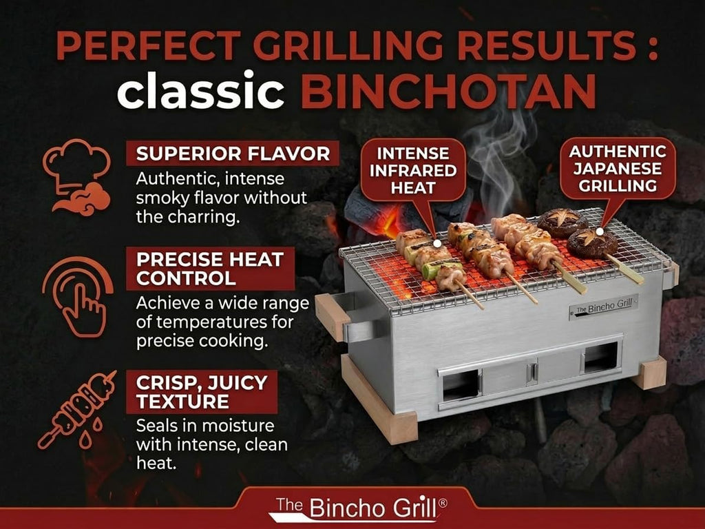 The Bincho Grill Classic Binchotan Charcoal 22lbs (2-Packs of 11lbs)– 100% Natural Hardwood for Japanese BBQ, Yakitori & Charcoal Grills. High Heat, Clean Burn, Low Smoke, No Spark