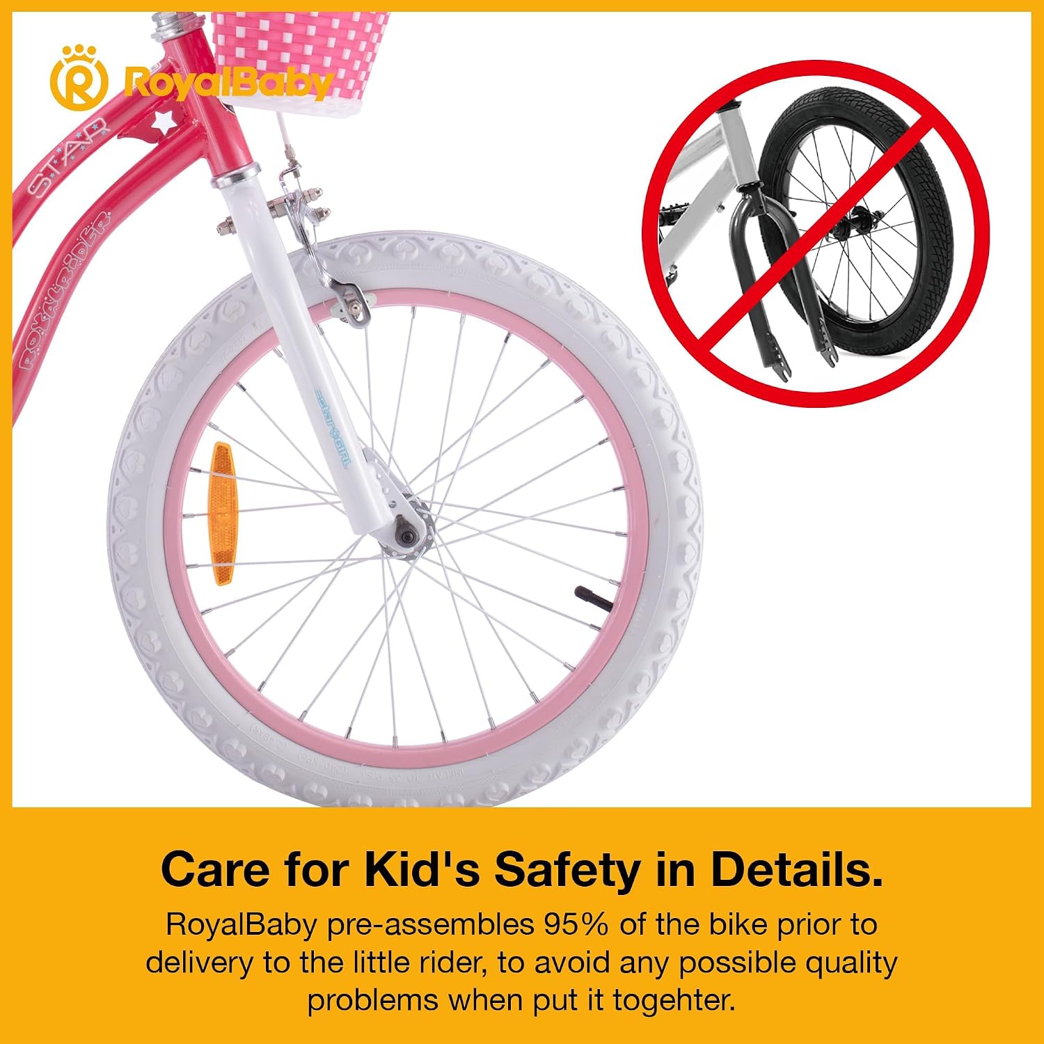 RoyalBaby Girls Bike with Training Wheels and Kickstand, Stargirl Kids Bicycle 16 Inch Toddlers to Big Kids 4-7 Years, Star Pink