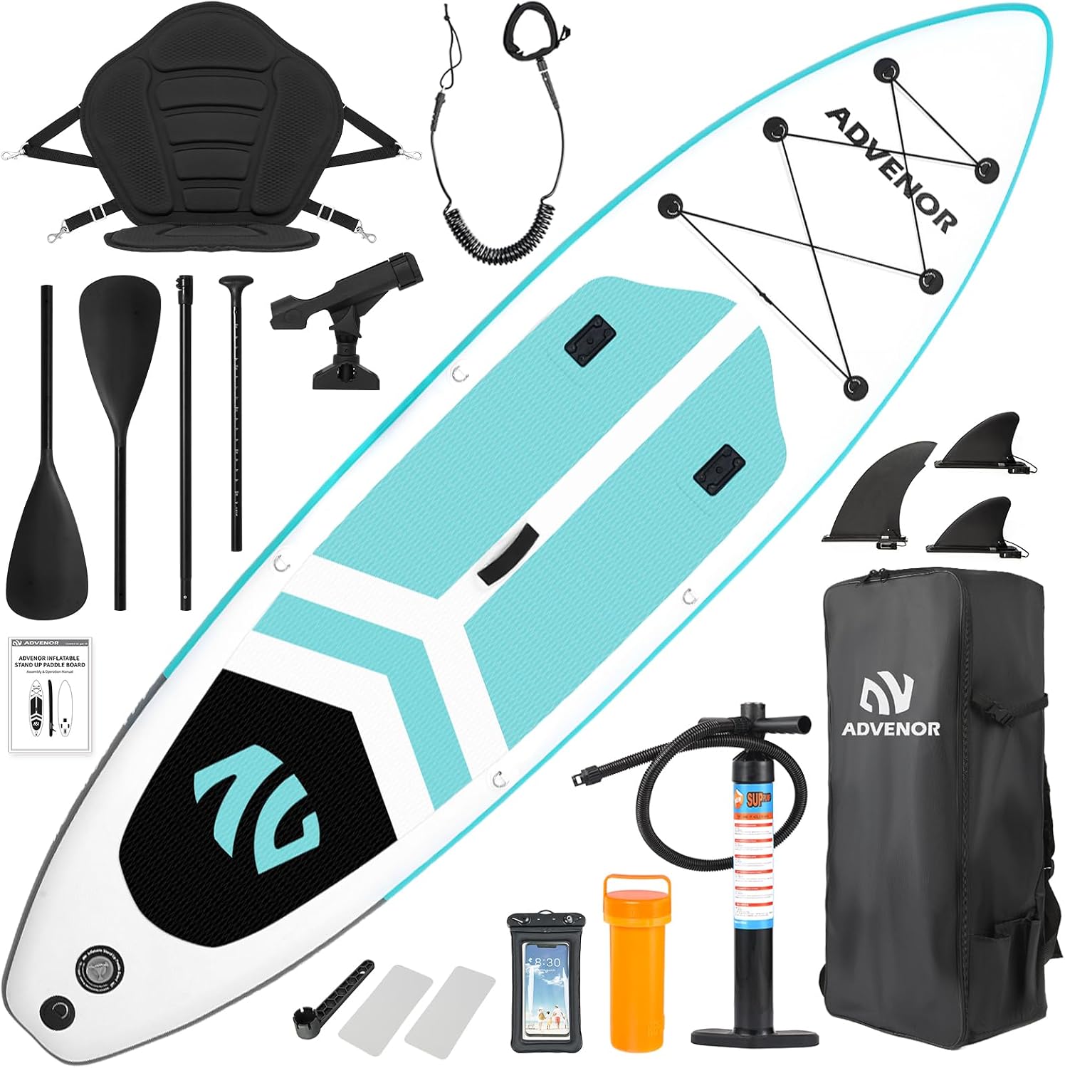 Paddle Board 11'x33 x6 Extra Wide Inflatable Stand Up Paddle Board with Hand Pump,Leash, Adjustable Paddle For Basic Version, Extra Kayak Paddle Kayak Seat 2 Fishing Mounts For Fishing Version