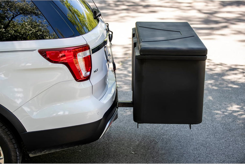Buyers Products 1707020 Poly Hitch Mounted Cargo Carrier, 23x51x26, Includes Polyethylene Chest, Steel Frame, 5/8in. Hitch Pin, Waterproof Truck Bed Storage & Tool Box, Fits 2 in Receiver, Made in USA
