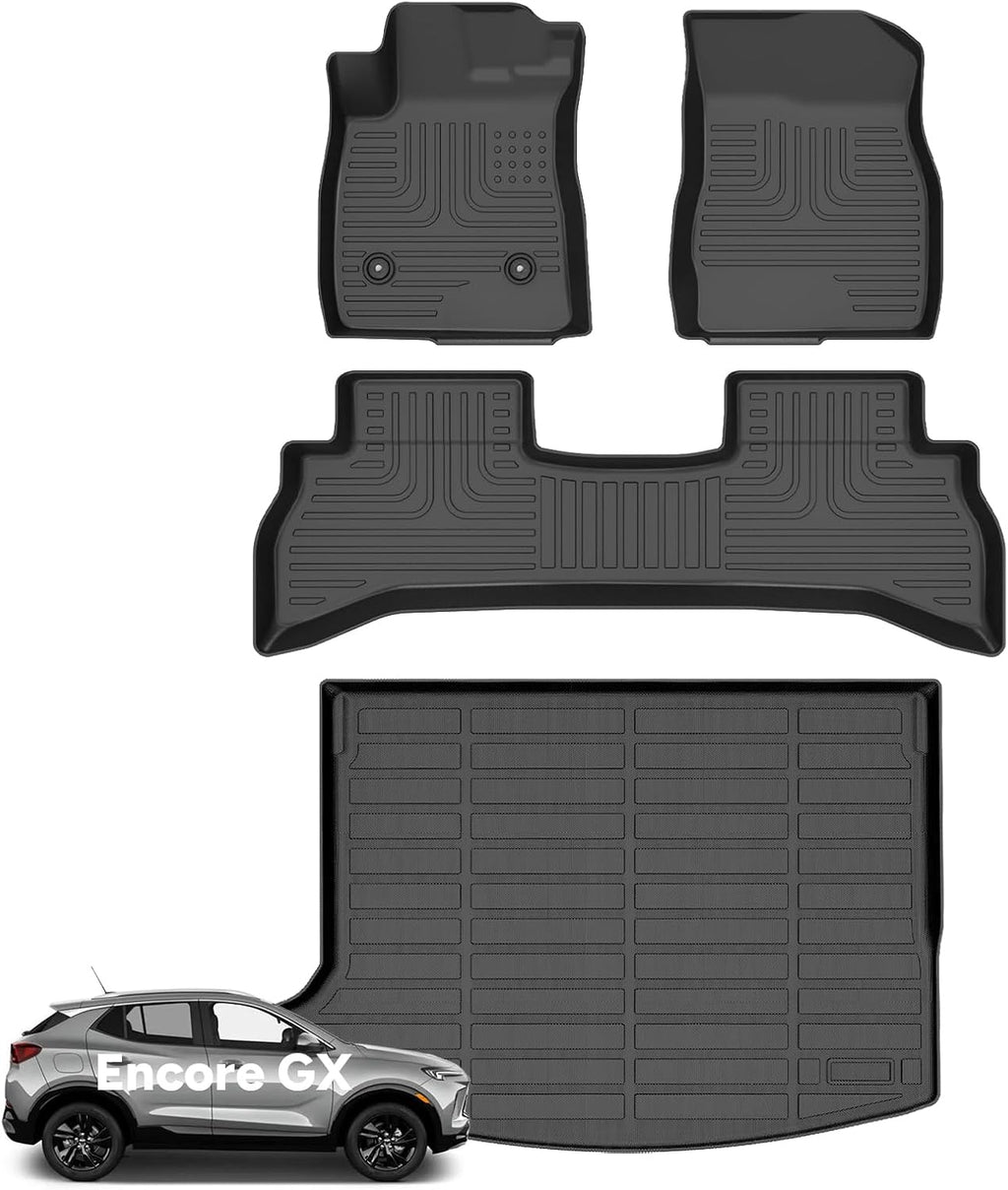 Wayhigh® Floor Mats & Cargo Liner for 2020-2026 Buick Encore GX FWD (Only Fit Cargo in Upper Deck Position), All Weather TPE Waterproof Heavy Duty, Floor Mats Custom Fit for Encore GX Accessories