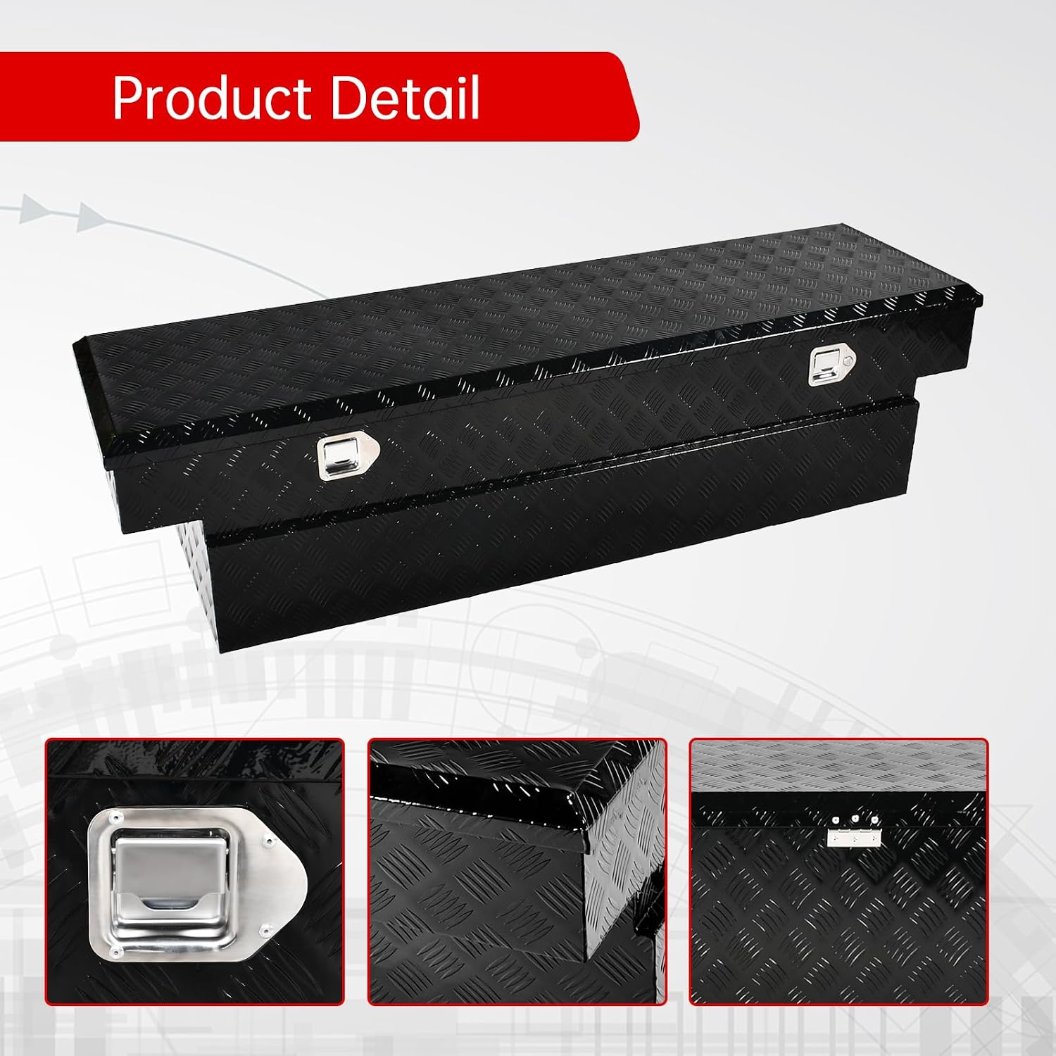 70''Inch Aluminum Truck Tool Box Truck Bed Toolbox Truck Trailer Chest Box Trailer Underbody Storage Organizer Waterproof Square Storage Organizer w/Lock & Keys Black(‎69.88' Lx20 Wx17.5 H)