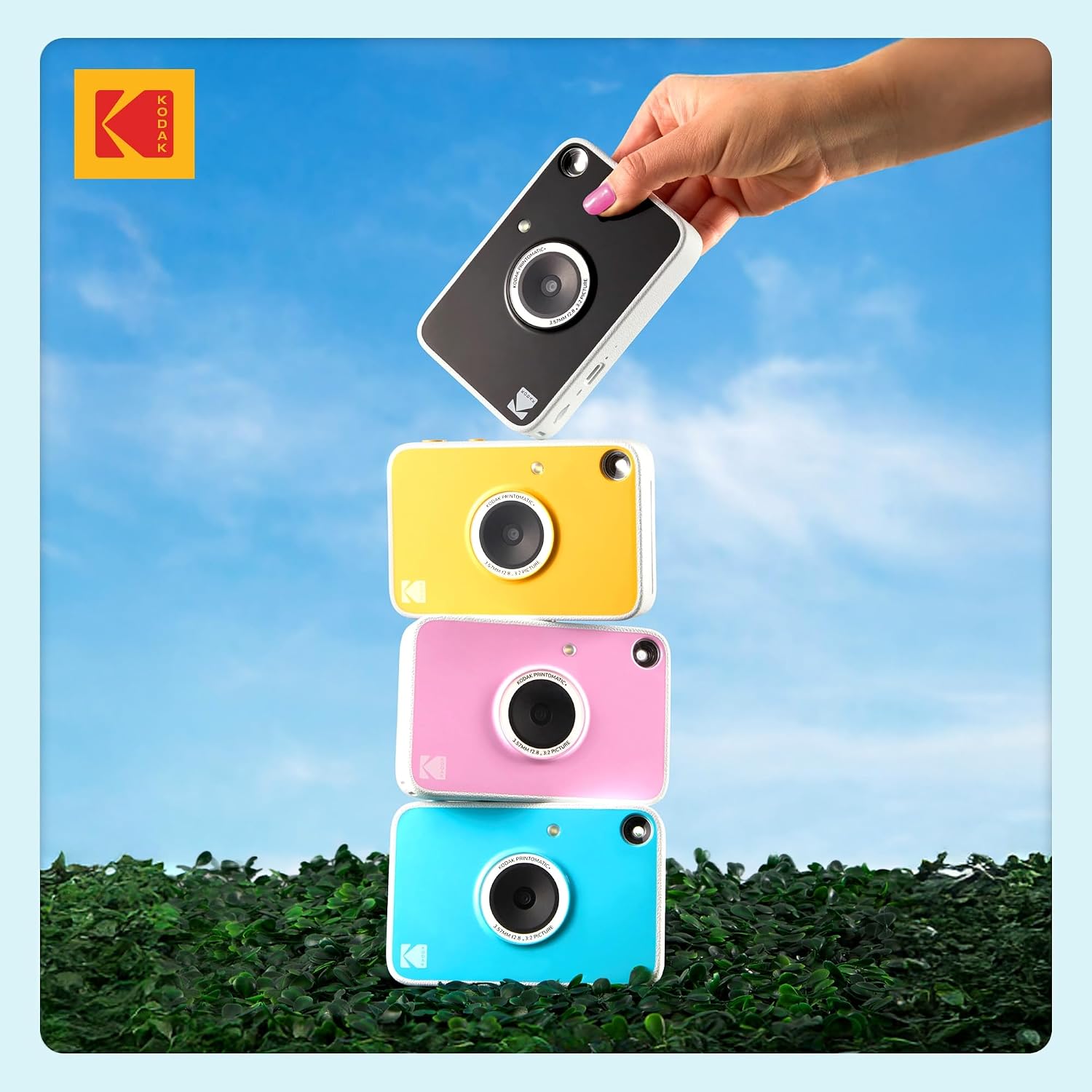 Kodak Printomatic+ Full Color Instant Print Digital Camera Gift Bundle + Case + Zink 2x3 Sticky Back Photo Paper 20pk + Album + Sticker Sets + Sticker Frames + Hanging Frames + Markers - Blue