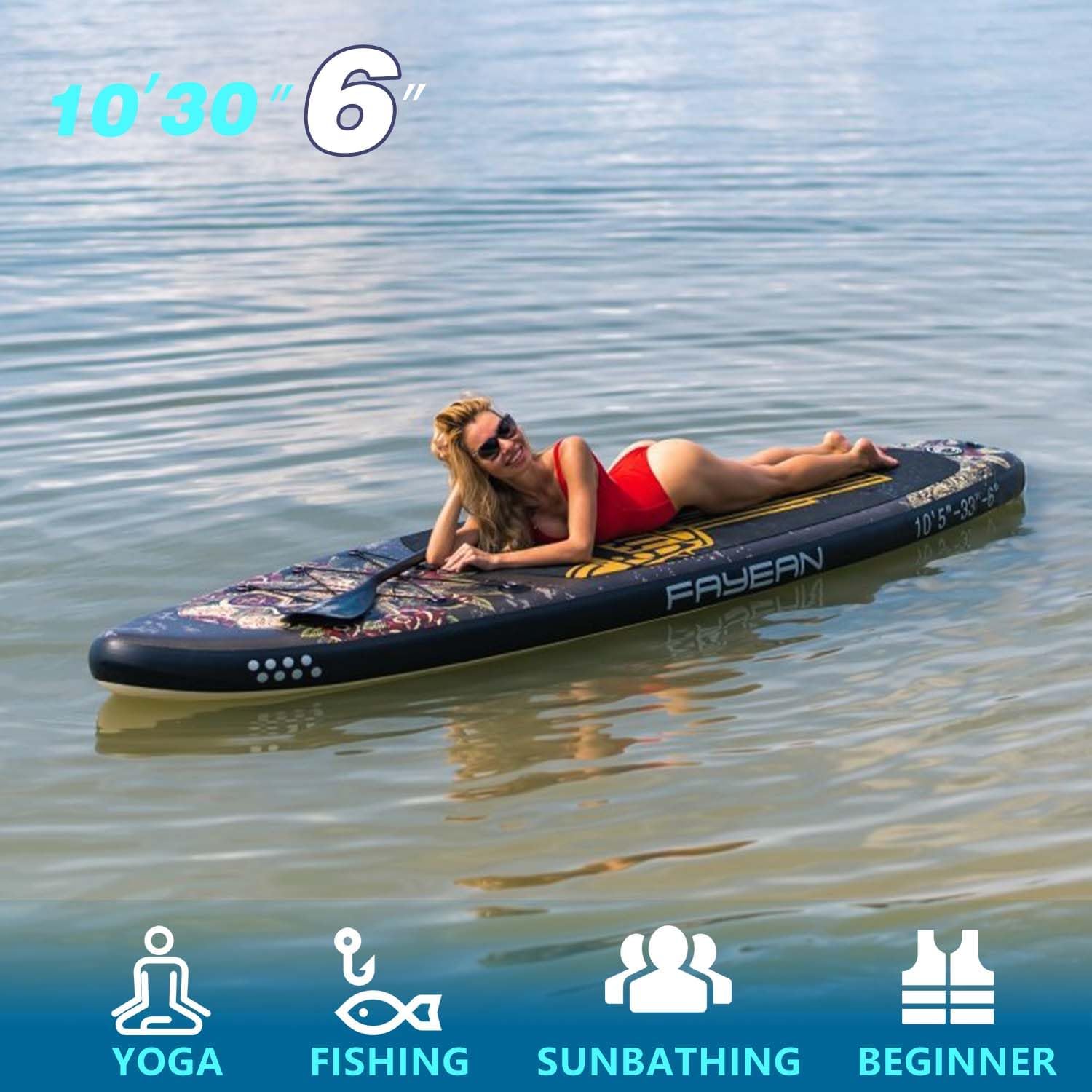 Inflatable Paddle Board,Extra Wide 10.6'/11' Stand Up Paddle Board with Sup Accessories,400lbs Capacity for Family with Safety Leash, All Skill Levels Sup for Yoga,Fishing,Surfing