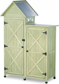 Outdoor Storage Cabinet - Waterproof Metal Roof & Wooden Vertical Design, Tall Garden Tool Shed with Multiple Shelves for Patio, Backyard, Lawn, Yard (Green, 22' x 46' x 67')