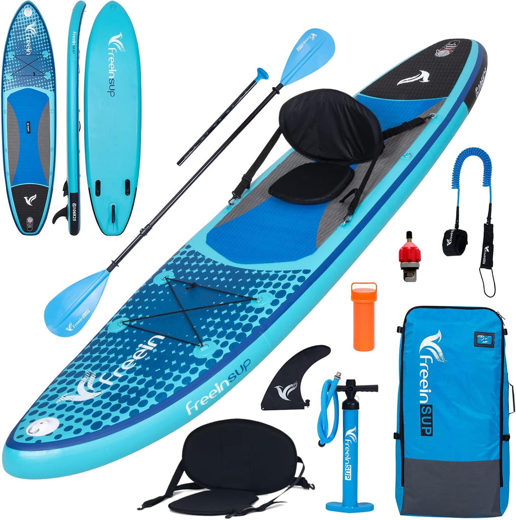 Freein SUP Inflatable Stand Up Paddle Board with Kayak Seat,Paddle Boards for Adults 10'/10'6'/11', Accessories sup Pump Adaptor,sup Kayak Paddle