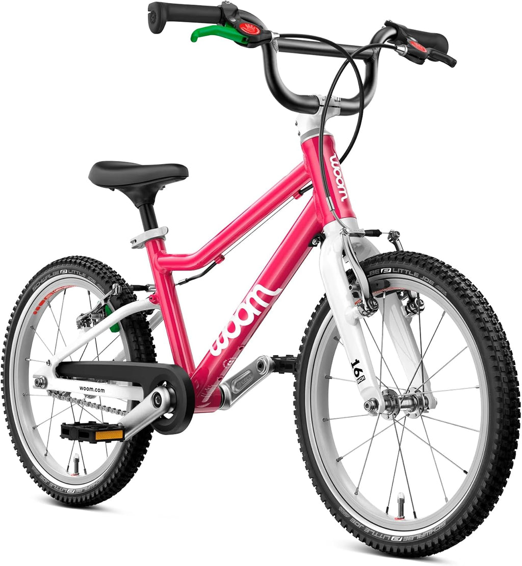 woom GO 3 / GO 3 AUTOMAGIC Kids' Bike, 16-Inch Lightweight Bicycle for Ages 4–6, Handbrakes, Steering Limiter, Chainguard, Boys & Girls