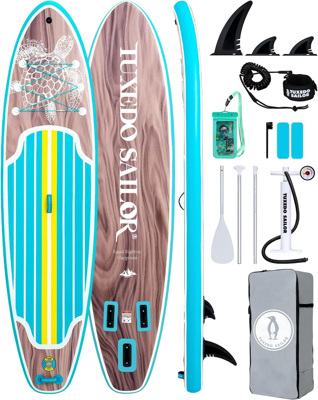 Tuxedo Sailor 10'6'/11' Inflatable Stand Up Paddle Board with SUP Accessories, Anti-Slip EVA Deck and Large Fin, Paddle Boards for Adults & Youth of All Skill Levels