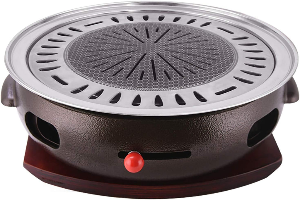 BBQ Barbeque Barbecue Grill, BBQ, Large Cast Iron Barbecue Meat Stove, Korean Household Charcoal Grill, Maifan Stone Baking Pan, Indoor Outdoor (Color : A)
