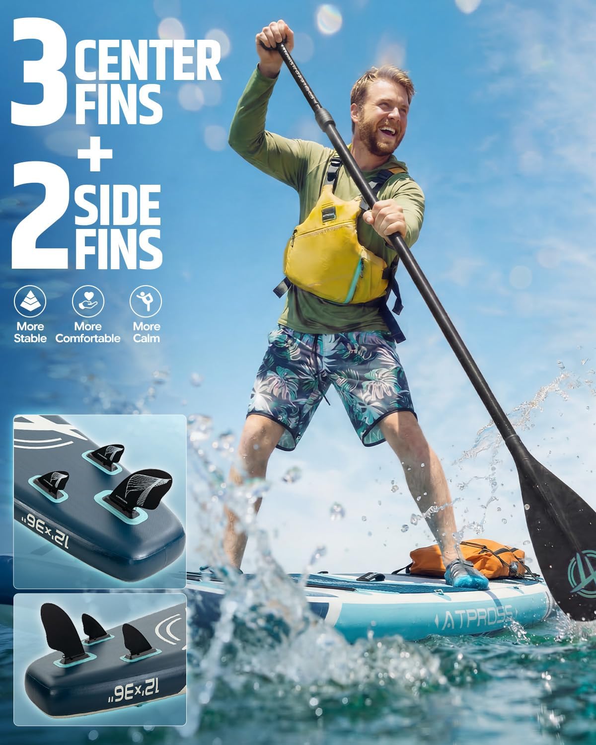 12'x36 Inflatable Paddle Board, 500lbs Extra Wide Stand Up Paddleboard for Adults with Premium SUP Accessories Kit & Backpack, Blow Up Kayak Non-Slip Stable Deck Boat for Yoga Fishing Surf