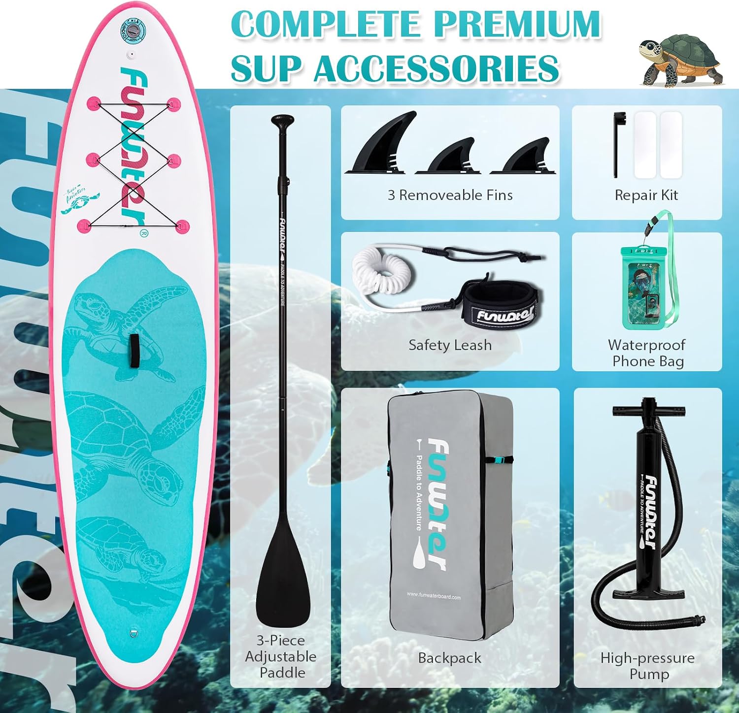 FunWater Inflatable Stand Up Paddle Board 10'6'/11'/11'6' Paddle Board for Adults & Youth, Paddleboards Inflatable with Premium SUP Accessories, Wide Stable, Non-Slip Comfort Deck