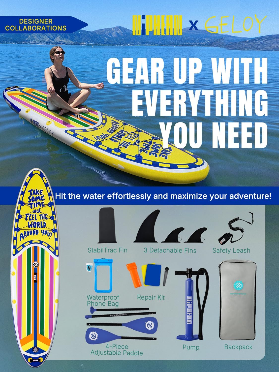 Niphean Inflatable Stand Up Paddle Board with SUP Accessories, Anti-Slip EVA Deck, 10'6'' Inflatable Paddle Boards for Adults & Youth of All Skill Levels