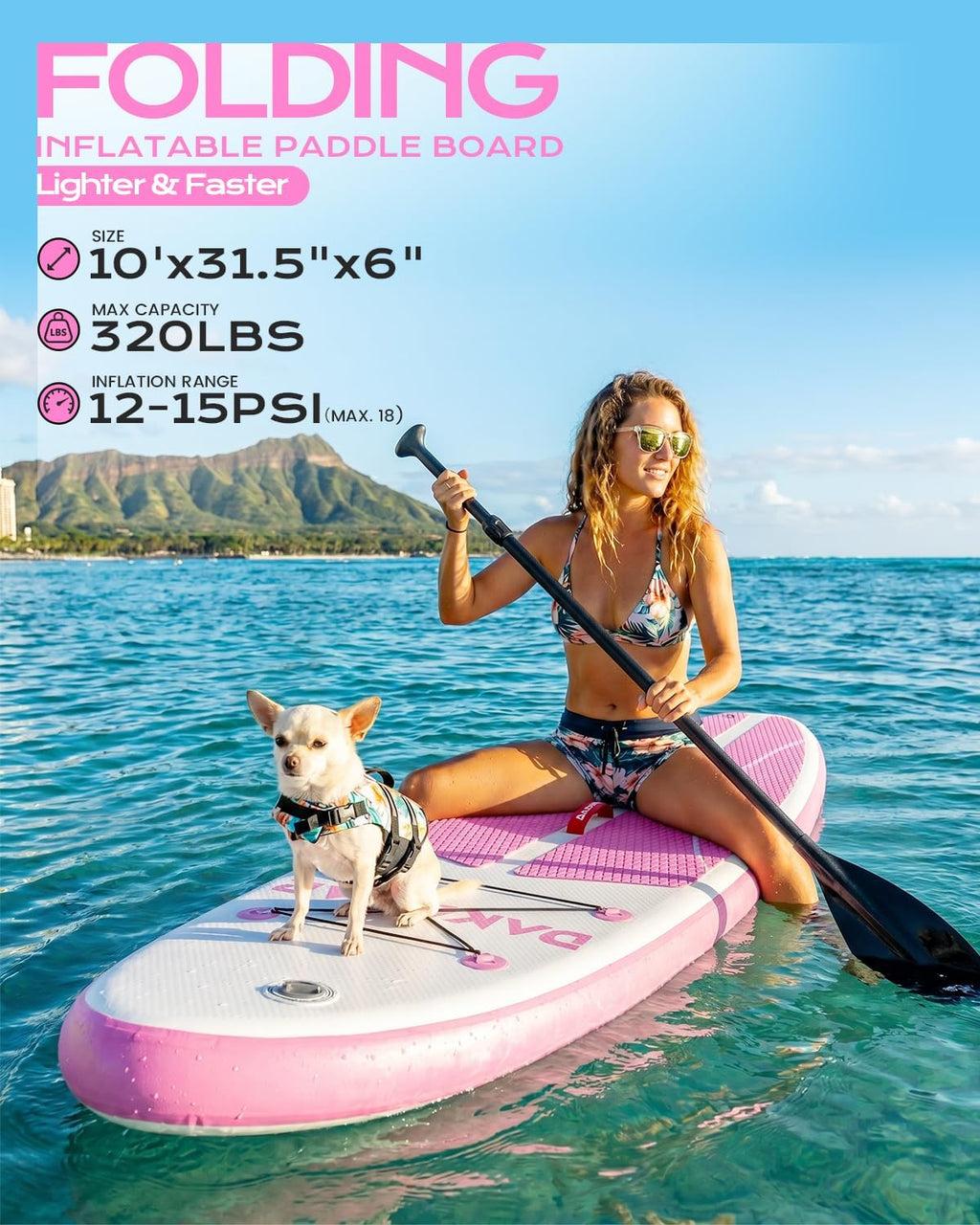 DAKUWAR Paddle Board 10'6''/10' Inflatable Stand Up Paddle Boards with SUP Accessories Ultra-Light Paddleboard Non-Slip Comfort Deck for Adults & Youth of All Skill Levels