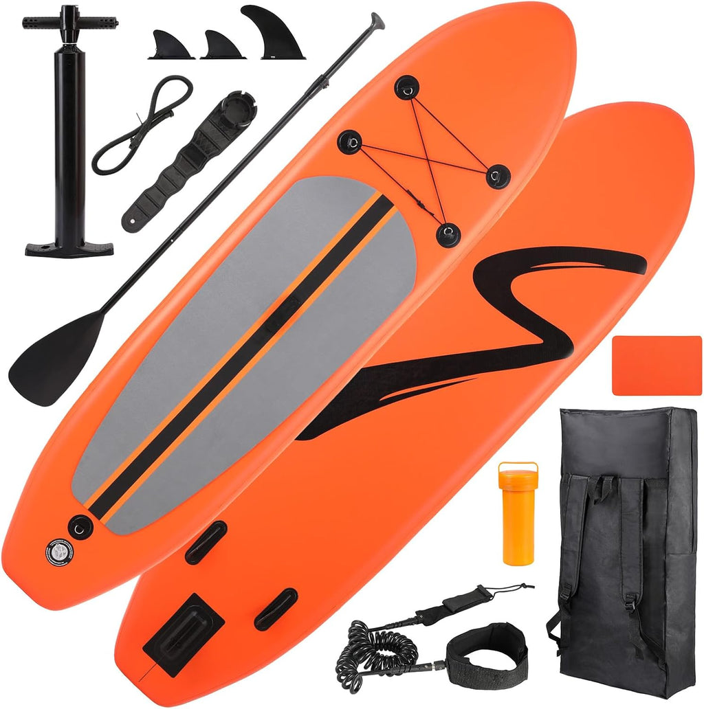 TLSUNNY 12FT Inflatable Stand Up Paddle Board, 3 Fins Paddleboard with Full SUP Accessories for All Skill Levels, Portable Two-Way Hand Pump and Carry Bag, 400LBS