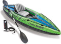 INTEX Challenger Inflatable Kayak Series: Includes Deluxe 86in Kayak Paddles and High-Output Pump – SuperStrong PVC – Adjustable Seat with Backrest – Removable Skeg – Cargo Storage Net