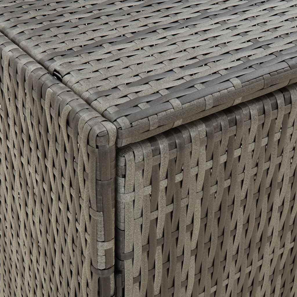 vidaXL Garden Storage Cabinet, Outdoor Tool Chest, Gray Poly Rattan with Solid Acacia Wood Door Knobs, Powder-Coated Steel Frame, Weather-Resistant Design, 39.4'x21.9'x31.5'