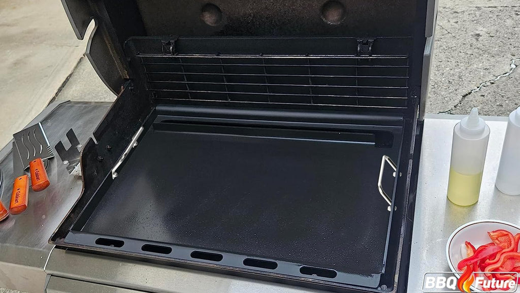 Full Size Griddle Insert for Weber Genesis 300 Series Gas Grills, 7524 Flat Top Grill Griddle Insert with Handles for Weber Genesis E310 E320 S330 EP310 EP320 EP330 CEP-310 Series, Carbon Steel