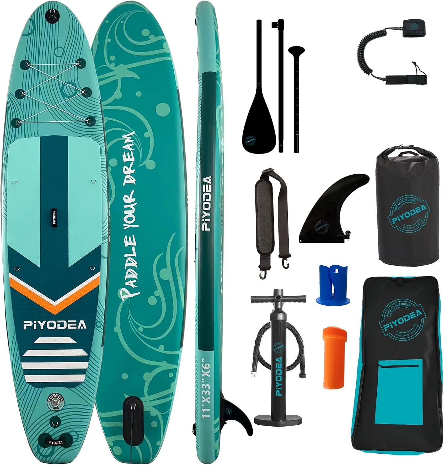 Paddle Boards for Adults, 10'6'/11'/11'6' Inflatable Paddle Board, Super Non Slip Eva, Stand Up Paddle Board with Removable Fins, Adjustable Paddle, Pump, Shoulder Strap, Leash, Standing Boat