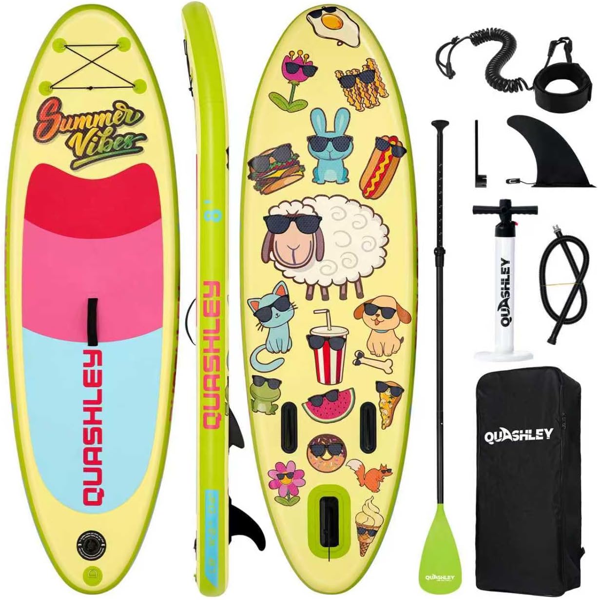 Quashley Kids Inflatable Paddle Boards,Stand Up Paddle Board for Children with Adjustable Paddle,Pump,Leash & Backpack for Lake,Ocean & River Swimming and Surfing