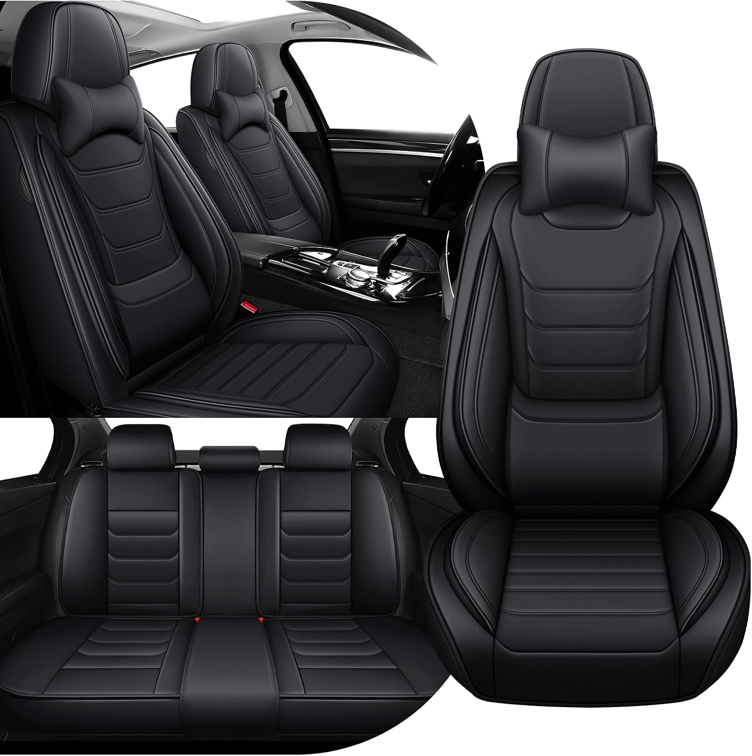 Car Seat Cover Full Set for Toyota Grand Highlander Seat Covers 2024-2025, Nappa Leather Waterproof Seat Covers For Cars, Airbag Compatible, Universal Automotive Seat Covers(Luxury Full Set/Black)