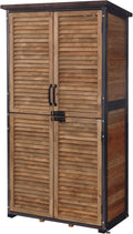 Aivituvin Outdoor Storage Shed with Adjustable Shelves and Floor, Garden Sheds with Iron Frame and Wooden Frame, Outdoor Tool Cabinets with Inclined Weatherproof Roof