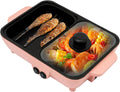 Hot Pot Electric Grill 2 in 1 Indoor Non-Stick Smokeless Grill with Dual Temperature Control, Portable Multifunctional for Korean BBQ, Serves 1-4 People
