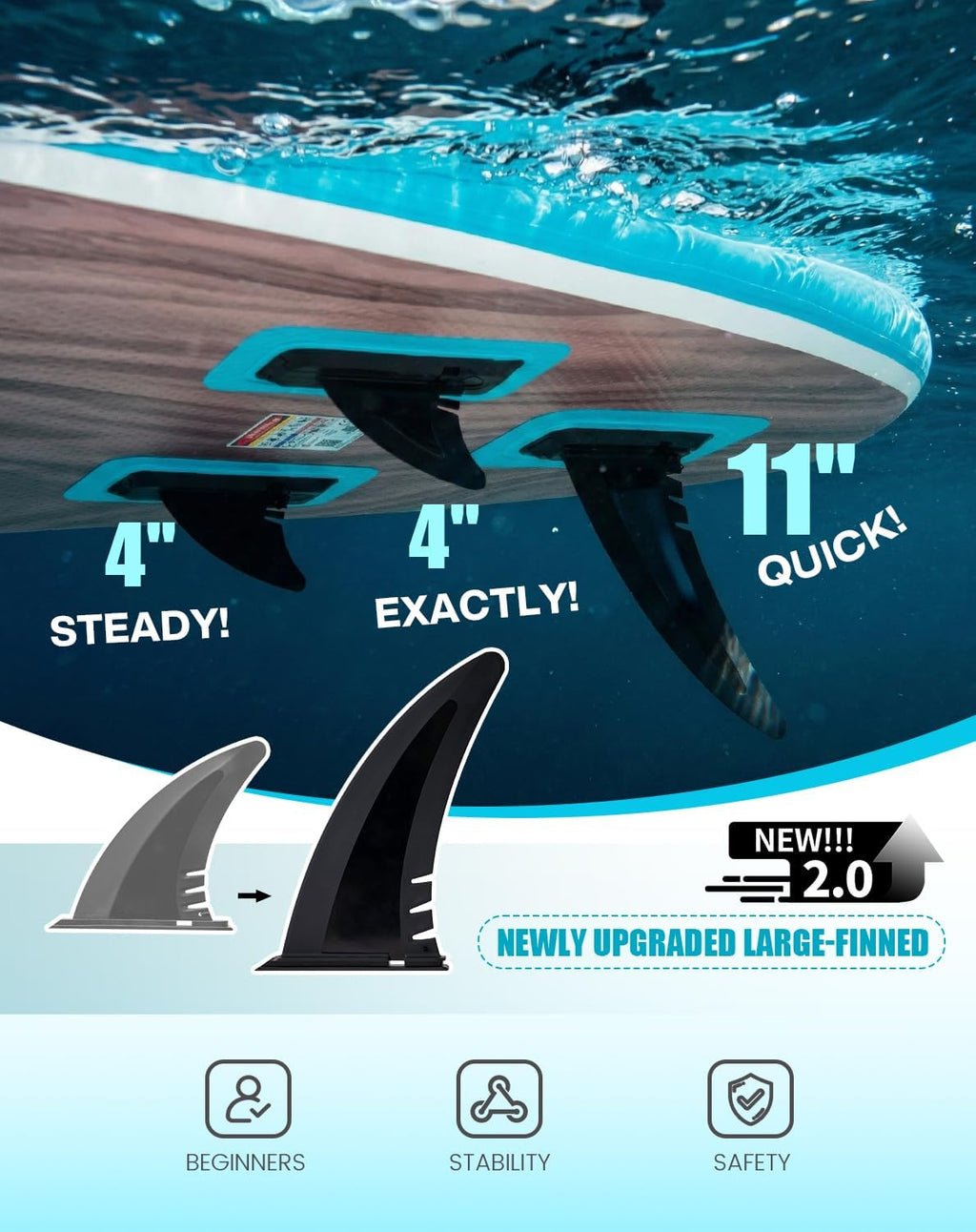 Tuxedo Sailor 10'6'/11' Inflatable Stand Up Paddle Board with SUP Accessories, Anti-Slip EVA Deck and Large Fin, Paddle Boards for Adults & Youth of All Skill Levels